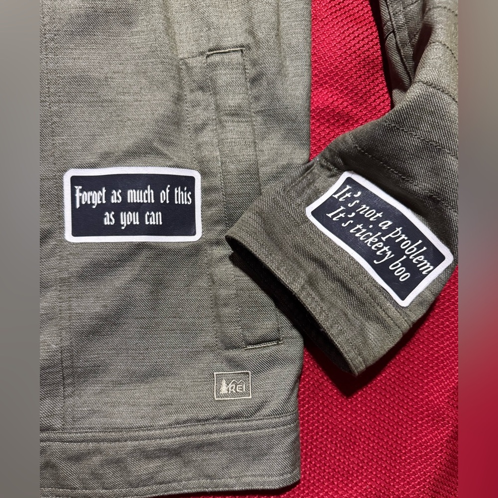 REI Bomber Jacket with Graphic Patches - Picture 2 of 13